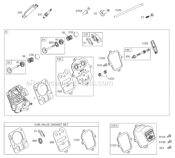 Page B Diagram and Parts List for 12A100SERIES 0130-0938 Briggs and Stratton Engine